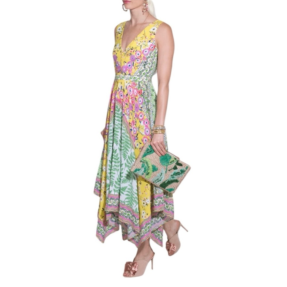 SALONI Zuri Silk Dress Handkerchief Hem Size US6/UK10 - Picture 2 of 13